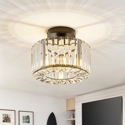 Katona Crystal Ceiling Light Fixture, Modern Semi Flush Mount Ceiling Light Hallway Light Fixtures Ceiling Flush Mount Light Fixtures for Kitchen Bedroom Bathroom Entryway