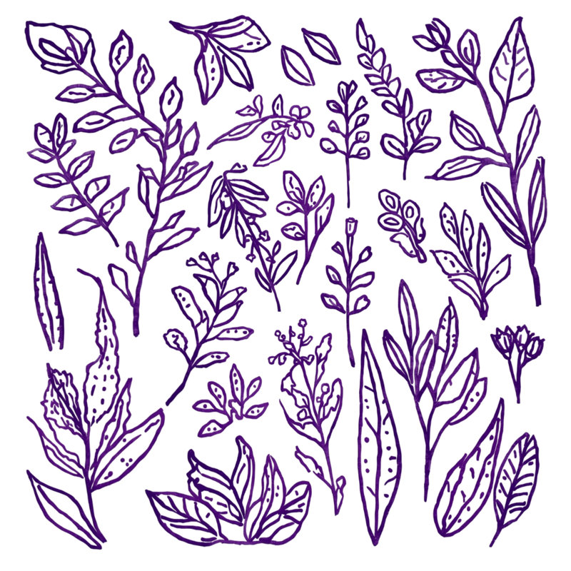 Housses de couette mauves à motif botanique, Lit simple