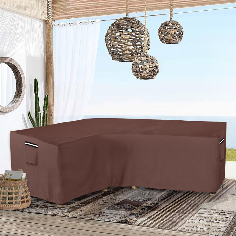 Patio Right-Facing L-Shape Section Cover, 83'' x 104'', Waterproof Anti-UV Dustproof All-weather Patio Furniture Cover, Brown