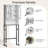 Over The Toilet Storage Cabinet, Freestanding Bathroom Organizer with Tempered Glass Doors, Thick Metal Frame & MDF Wood, Space Saver, White-414929701