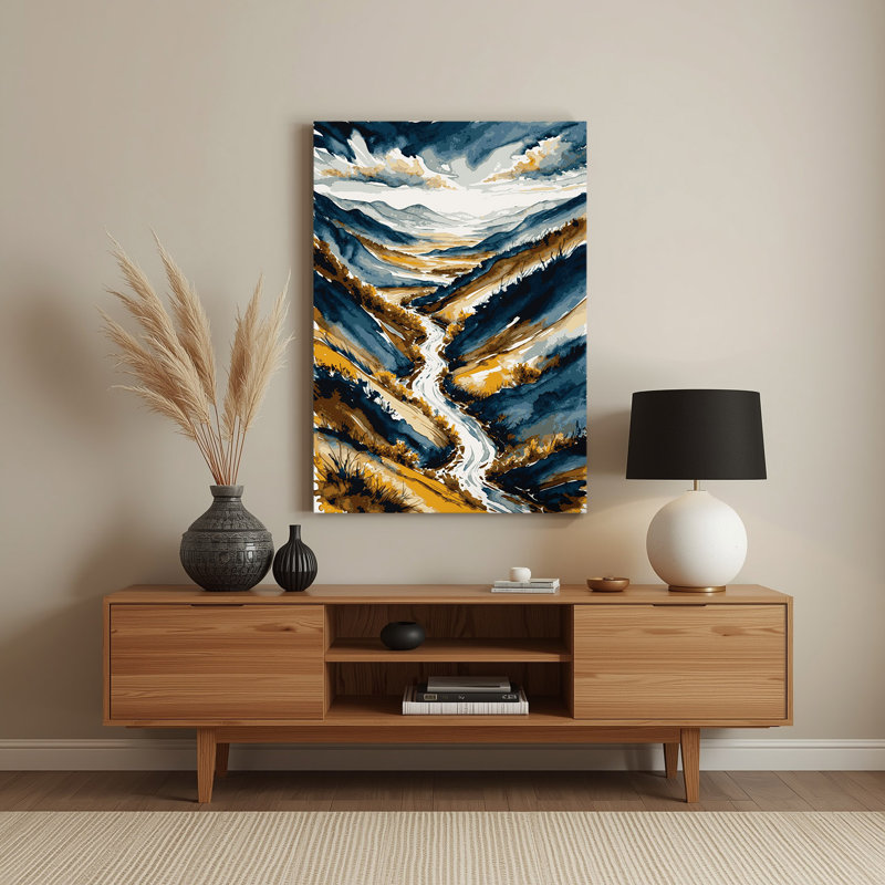 Aquarelle, paysage, 39, art mural en métal beige, H 10 po x l 8 po