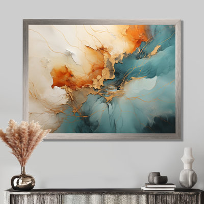 Teal Orange Bold Energy V - Dams, art mural