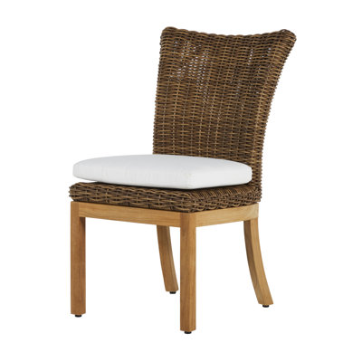 Montauk N-Dura Resin Wicker Teak Outdoor Side Chair by Summer Classics