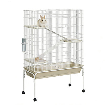 40-Inch 4-Tier Small Animal Enclosure with Wheels & Deep Tray