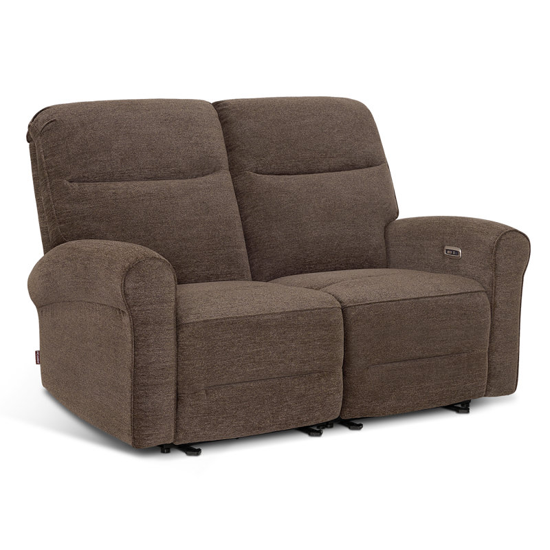 64.6" Wide zero clearance recliner  Power Recliner Loveseat Sofa, Reclining Loveseat for Small Space, Brown