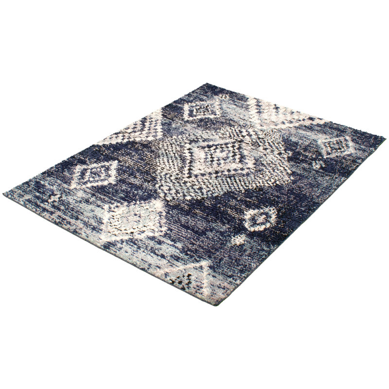 Tapis bleu foncé/beige Widener