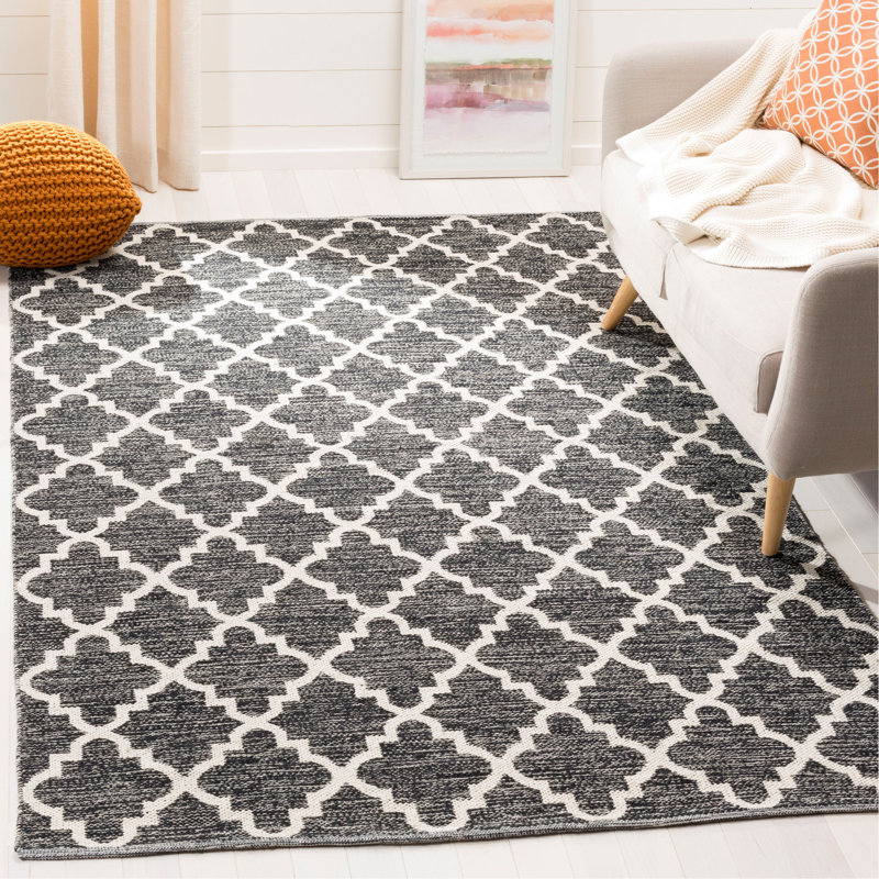 Lockbourne Hand Woven Cotton Geometric Rug, Rectangle 4' x 6'