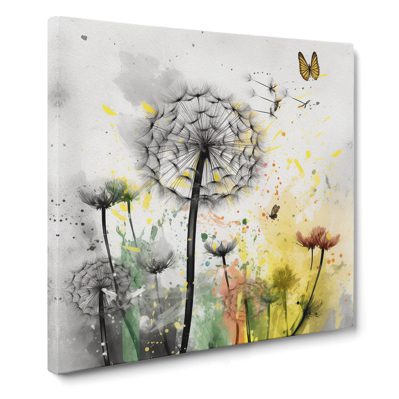 Dandelion Splatter No.2 - Wrapped Canvas