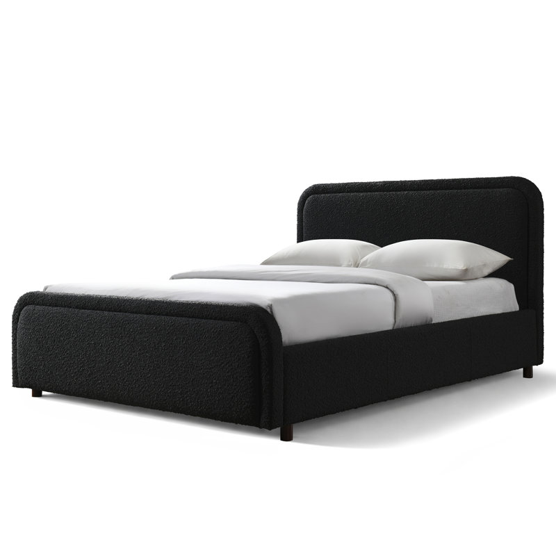 Lit plateforme tapissier Enfield - Noir - Grand, Grand lit, Noir