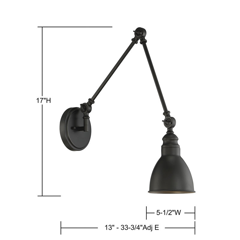 Lampe à bras articulé à intensité variable à 1 lumière Abagail, Noir mat