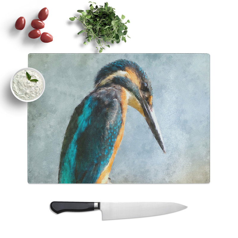 Kingfisher Bird Vol.1 Painting Chopping Board, 0.4cm H x 20cm W x 28.5cm L