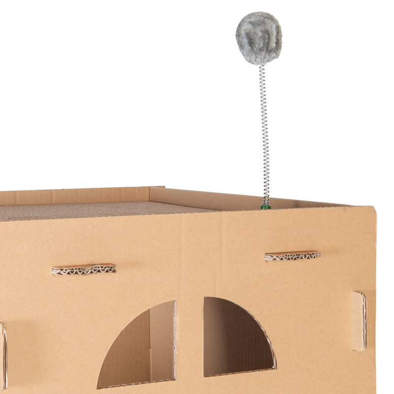 Castle-Themed Multi-Level Cardboard Cat Scratcher with Catnip