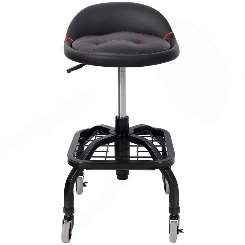 Siège de magasin à roulettes rembourré avec roulettes, tabouret de mécanicien à hauteur ajustable pour garage, atelier, maison