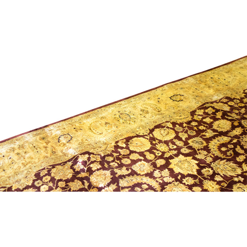 Hand Knotted Area Rug in Red And Gold