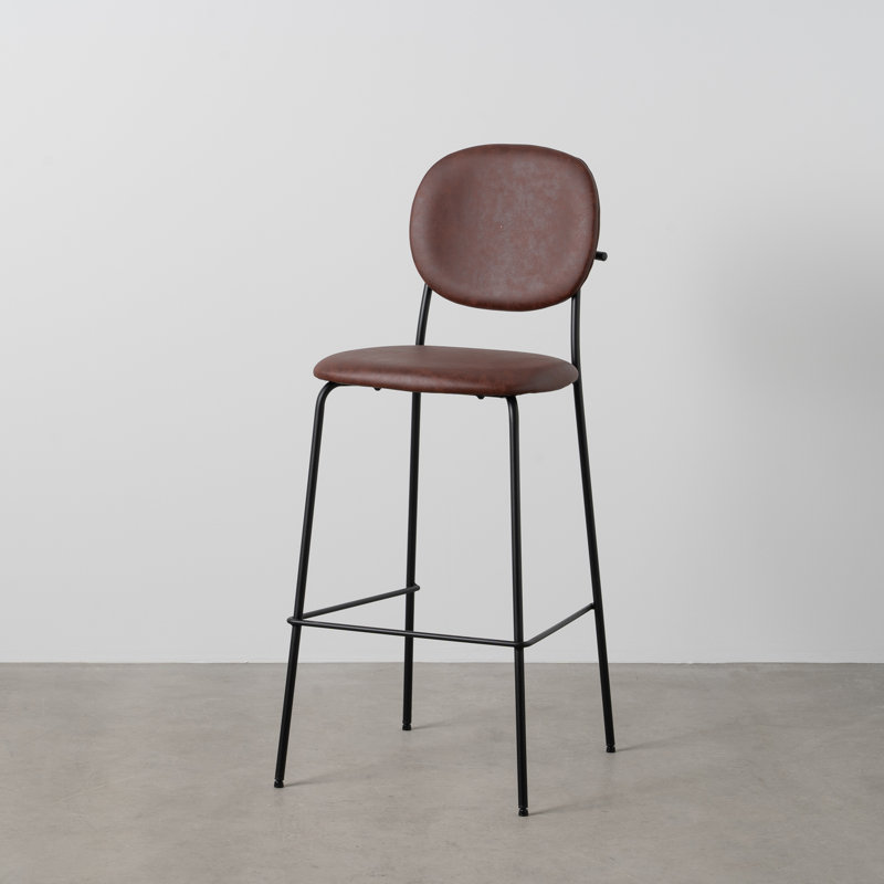 Noemy Upholstered Counter Stool with Metal Frame, Dark Brown