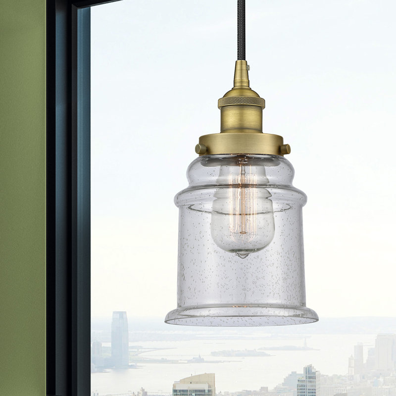 Luminaire suspendu cylindrique à 1 lumière Amiriya, H 11 po x l 6 po x P 6 po, Laiton brossé