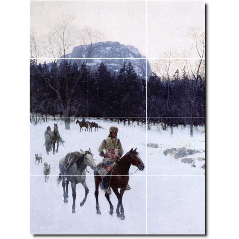 24" x 32" Ceramic Painting Decorative Mural Tile 8" x 8", Native American 03264