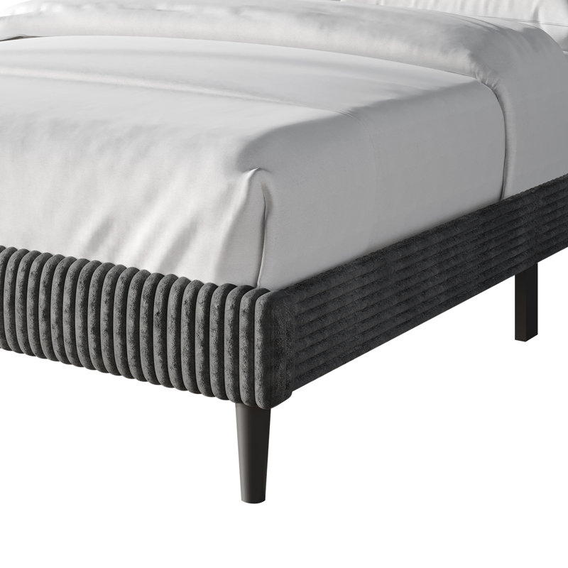 Contemporary Wingback Platform Bed, Gray, Full