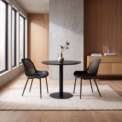 Table bistro Abode en noir et 2 chaises d'appoint Adairsville en noir