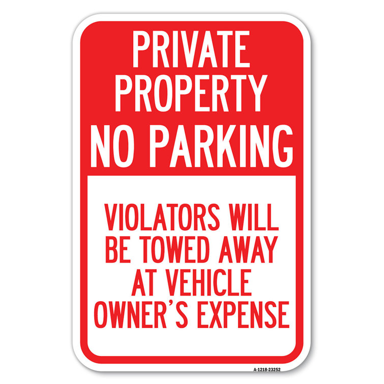 Large Private Property No Parking Sign With 36" Stake, 2-Pack - View #9