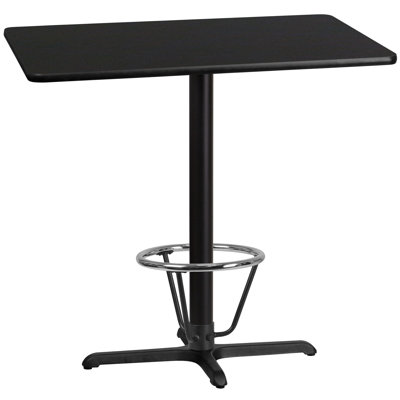 Basquez Rectangular Laminate Table Top with Bar Height Table Base and Foot Ring
