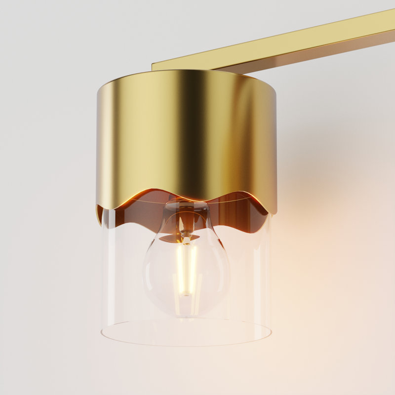 Éclairage pour meuble-lavabo en métal et verre Kailyn , Laiton poli, Trois lumières