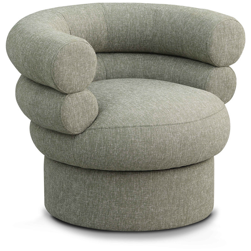Hyypio Linen Textured Fabric Accent Swivel Chair, Green Linen Textured Fabric