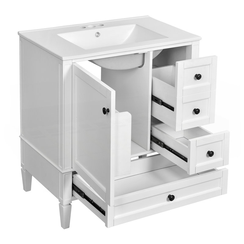 Meuble-lavabo 30 po avec lavabo en céramique, Blanc