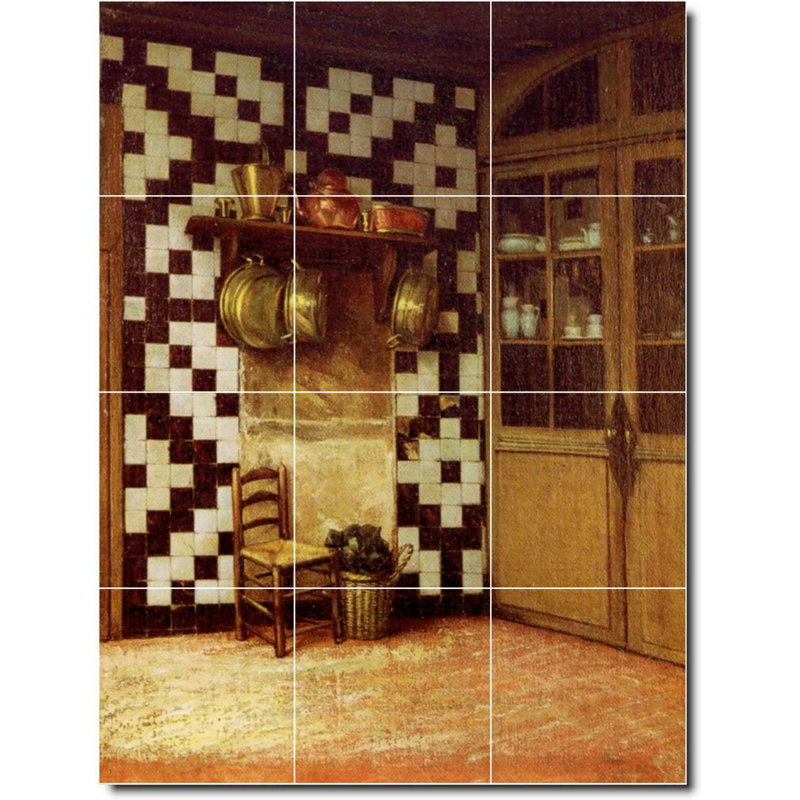 Carreau de céramique décorative 36 po x 48 po 12 po x 12 po, Village 06031
