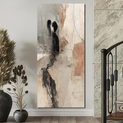"Black and Grey Brushstroke", peinture abstraite sur toile, art mural contemporain noir