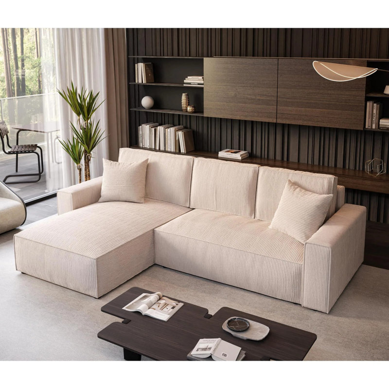 Damionna 4 Seater Sofa Bed, Light Beige, Left Hand Facing