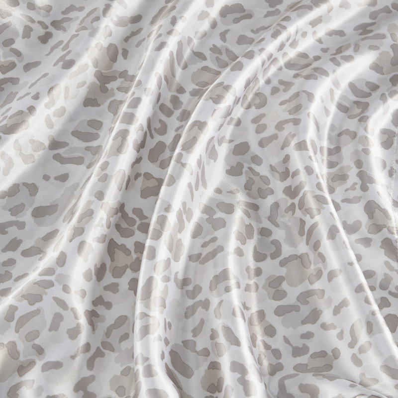 Queen Taupe Leopard Print Satin Sheet Set