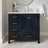 Flynt 37'' Solid Wood Single Bathroom Vanity in Midnight Blue, with 0.75'' Carrara Marble Top, Right Offset, Oval Sink-134279672-134279671-64627206
