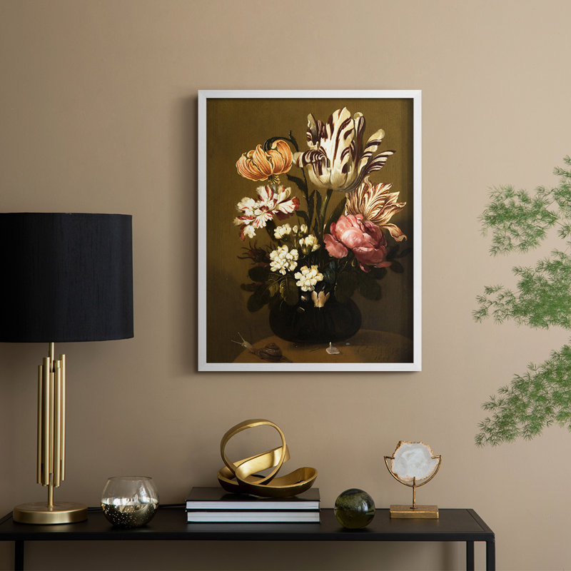 Reproduction florale vintage encadrée CECLIV - bois massif