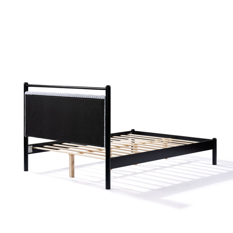 Base de lit en bois avec tête de lit moelleuse, Grand lit