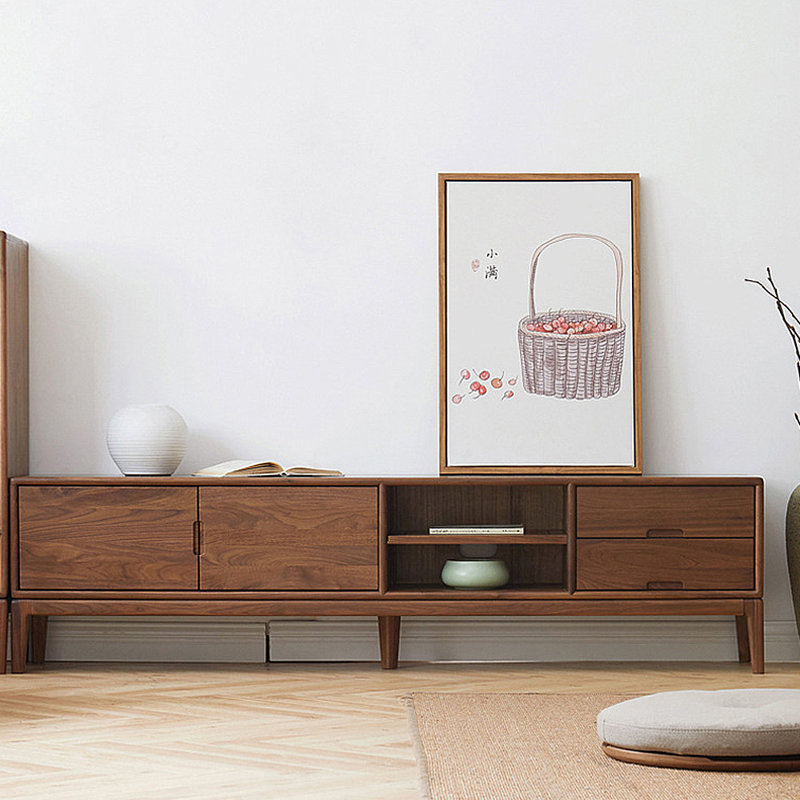 Meuble télé moderne et simple avec rangement, H 18,5 po x L 78,74 po x l 13,78 po