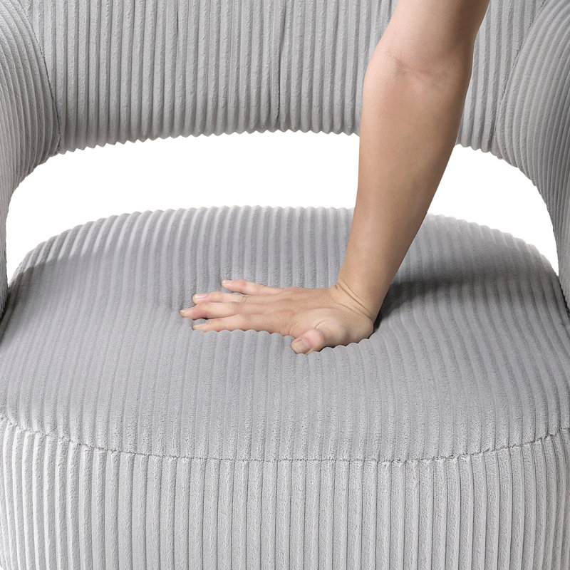 Fauteuil pivotant de luxe en gris, revêtement en velours côtelé, structure en bois massif, ajoute de la sophistication à la chaise luxueuse de l'espace de vie, gris