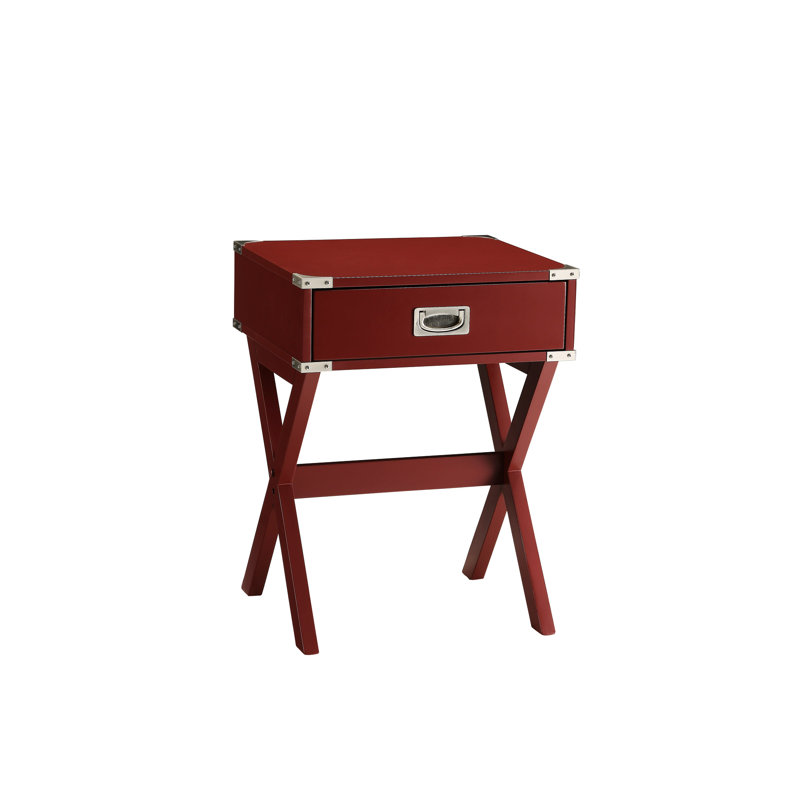 Table moderne rouge moderne avec rangement fonctionnel de 15 po x 9 po et 3 po de hauteur, Rouge