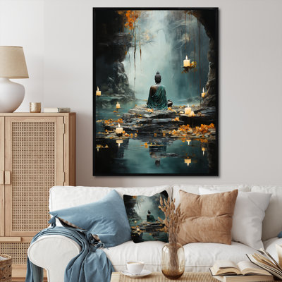 " Hinduism Yogis Tranquil Cave Teal I "