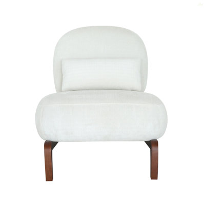 Cute Accent Chair With Solid Wood Legs, Velvet Living Room Chair With Soft Cushion, Cozy Bedroom Chair, Comfy Armless Reading Chair For Apartment, Wai