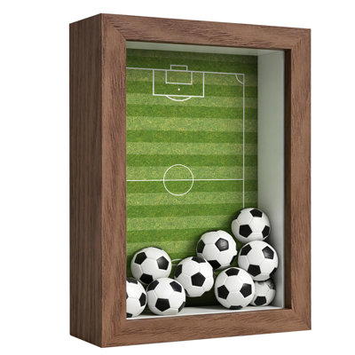 Cadre de soccer soccer en forme d'ombre | Présentoir de photos d'équipe 4 x 6 po | Panneau en bois aggloméré et verre véritable