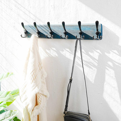 Coat Rack Wall Mounted - 24" Long 6 Tri Hooks