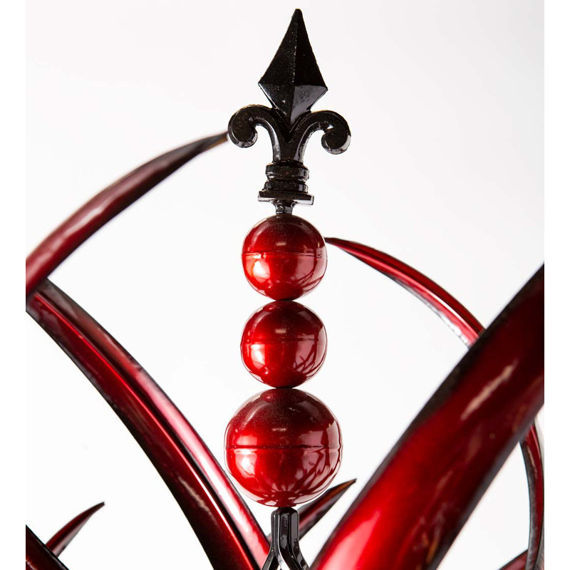 Crimson Lotus Metal Garden Wind Spinner