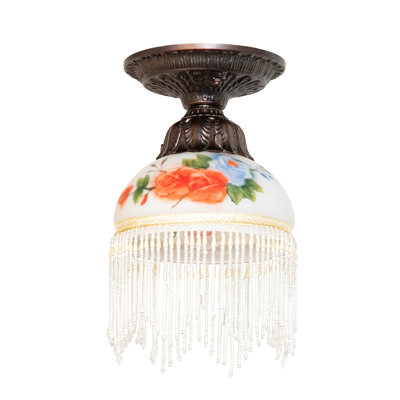 6" Wide Roussillon Rose Bouquet Flushmount