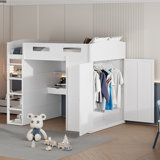 4 Drawers Loft Bed With Desk And 2 Armoires