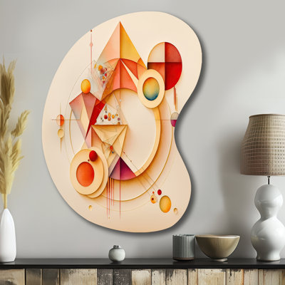 Abstrait géométrique orange et jaune II - reproduction d'art géométrique abstraite de forme murale en métal