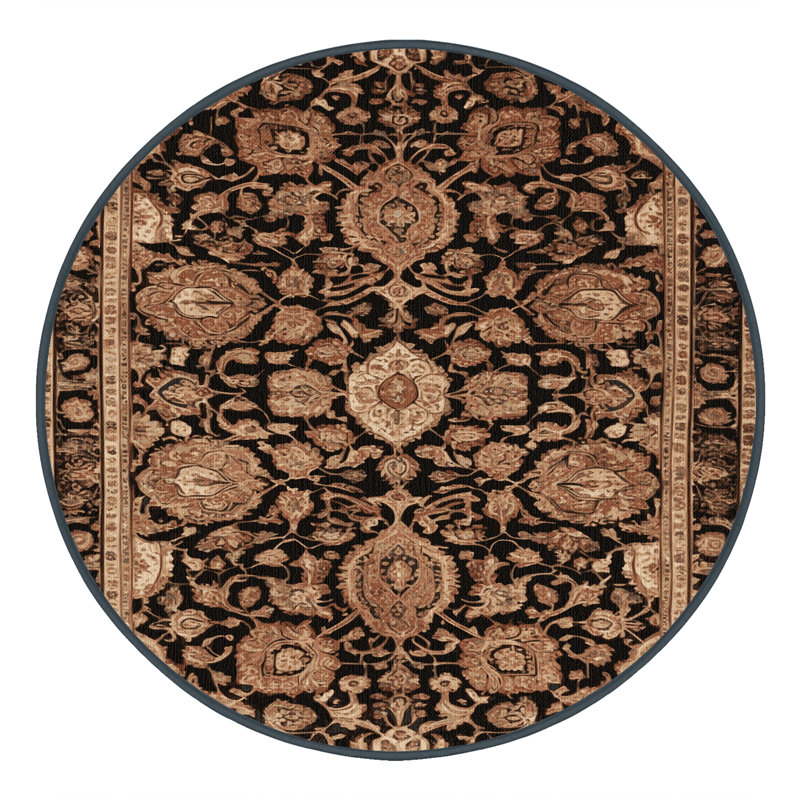 Tapis brun lavable à la machine, Rond 5 pi