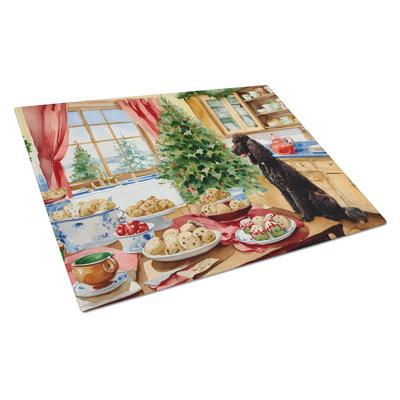 Irish Water Spaniel Christmas Cookies Glass Cutting Board