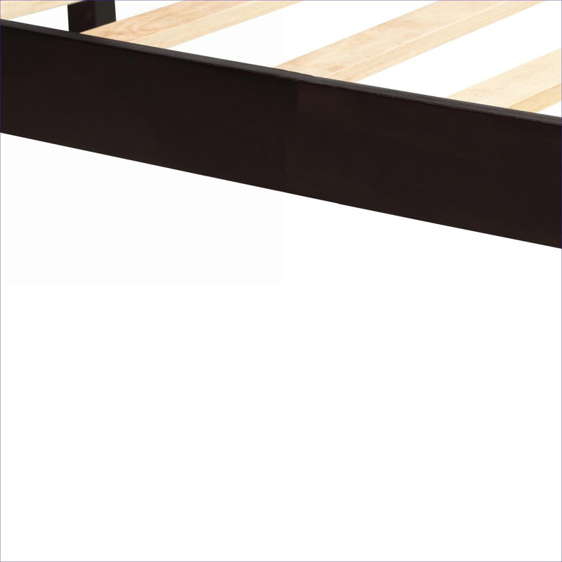 Lit plateforme simple Clean Silhouette de style rustique, aucun sommier requis, fabrication en bois de pin brun chaud