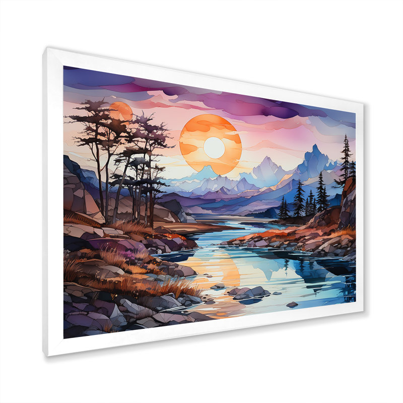 «Glacier Sunrise In Canada», reproduction sur toile, Cadre simple blanc, H 34 po x l 44 po x P 1,5 po